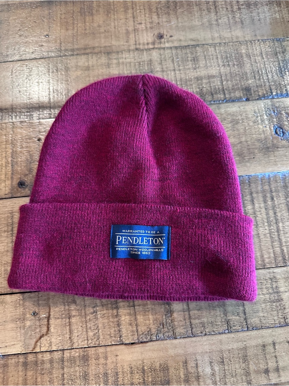 Pendleton Red Ribbed Cuffed Beanie - Picture 2 of 3
